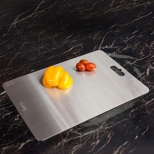 Large Stainless Steel Chopping Board (360 x 250 mm) – Heavy Duty Food-Grade Cutting Board with Handle