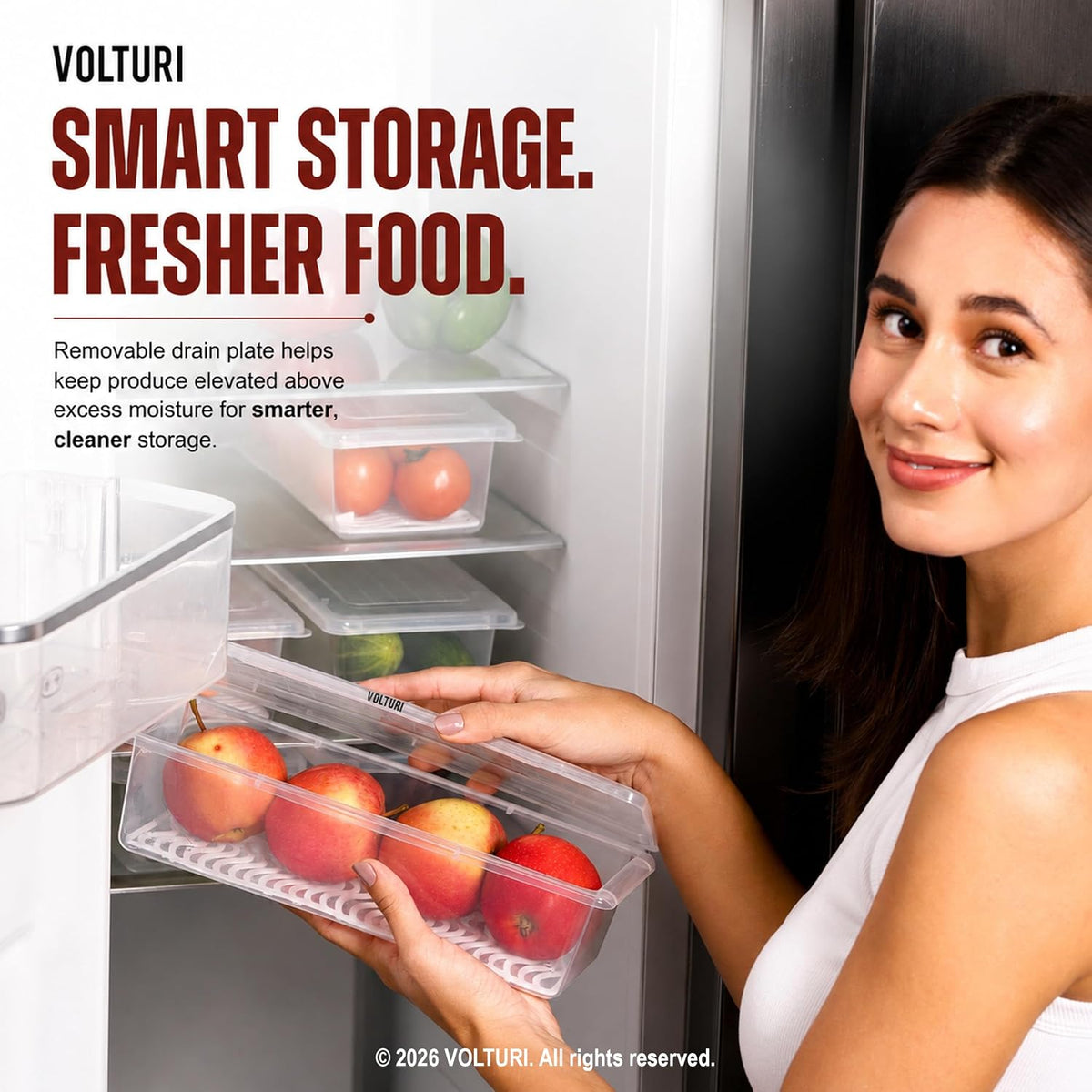 Airtight Fridge Storage Containers ( Pack of 6) – Stackable Food Organizer