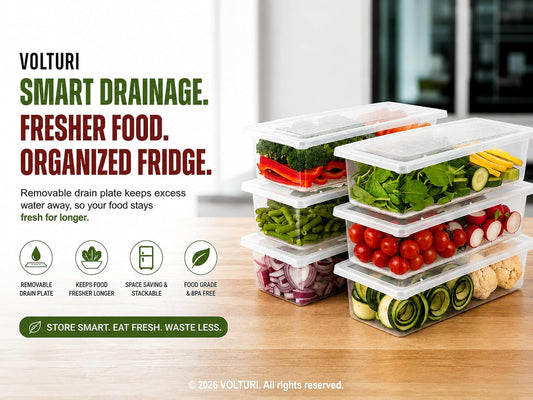 Airtight Fridge Storage Containers ( Pack of 6) – Stackable Food Organizer