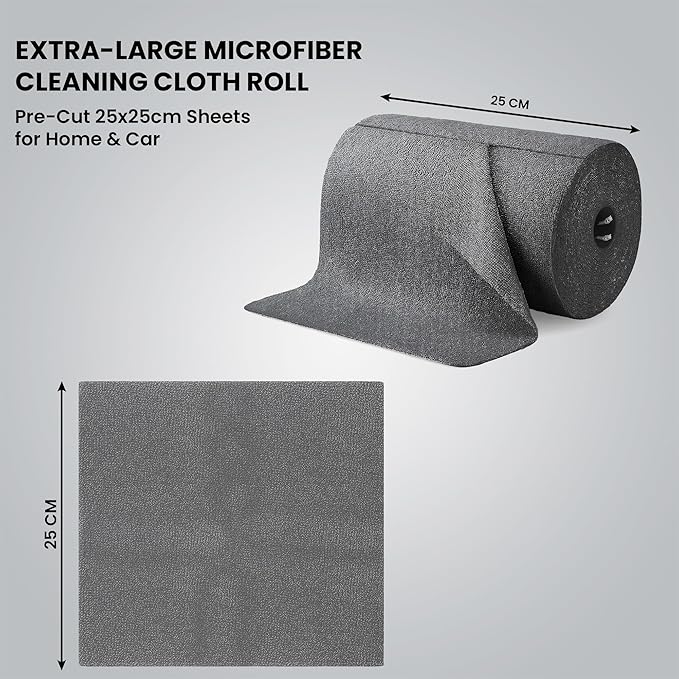 Microfiber Cleaning Cloth Roll – 20 Pcs, Washable & Tear-Away