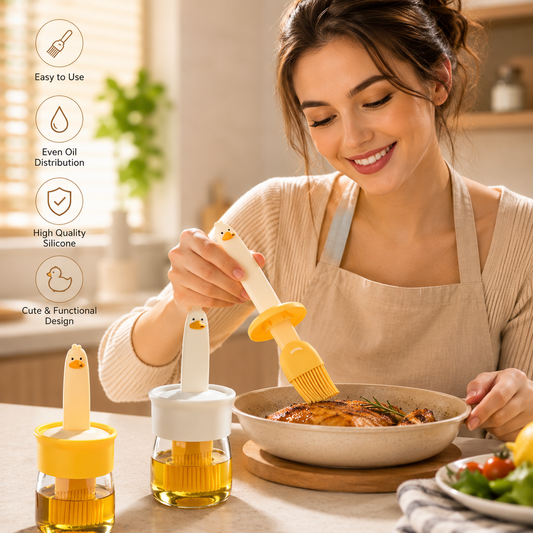 Glass Olive Oil Dispenser Bottle with Silicone Brush for Cooking Vinegar Sauce BBQ Grill Frying Baking (Pack of 2)