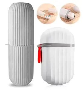 2-in-1 Portable Travel Toiletry Set – Leakproof Soap Case & Toothbrush Holder with Lanyard
