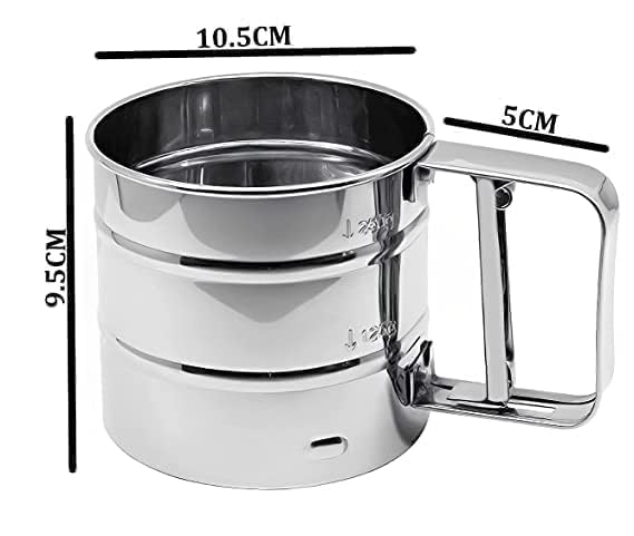 Stainless Steel Hand-Press Flour Sifter Cup – Semi-Automatic Baking Sieve Strainer