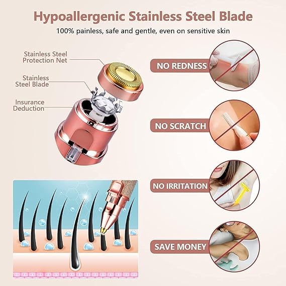 2-in-1 Rechargeable Eyebrow & Facial Hair Trimmer for Women |  Painless Hair Remover