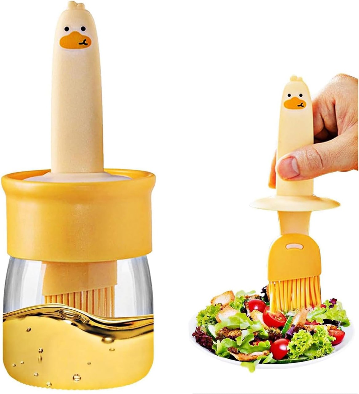 Glass Olive Oil Dispenser Bottle with Silicone Brush for Cooking Vinegar Sauce BBQ Grill Frying Baking (Pack of 2)