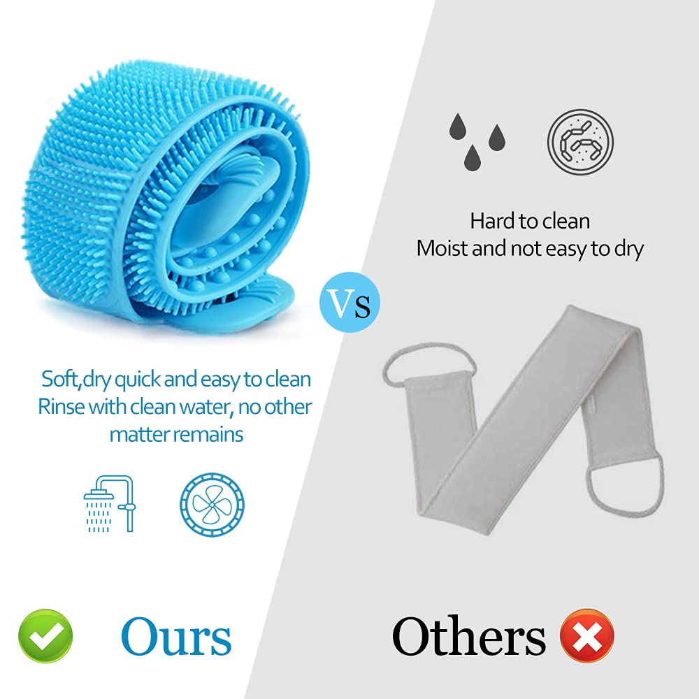 Silicone Body Back Scrubber Belt (Pack of 1) – Dual-Sided Exfoliating Shower Bath Brush
