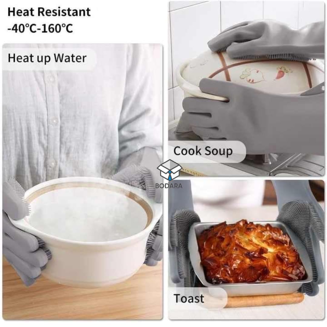 Magic Silicone Dish Washing Gloves | Multipurpose Heat Resistant Cleaning Gloves