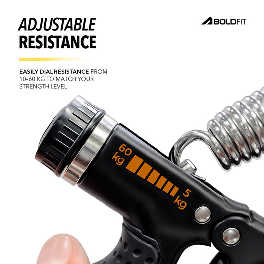 Adjustable Hand Grip Strengthener with Counter (Pack of 2) – 5kg to 60kg Forearm & Wrist Exerciser (Black)