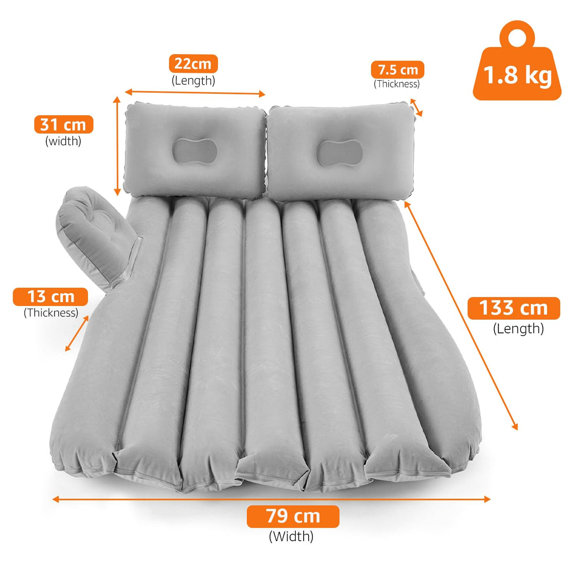 Inflatable Car Bed Mattress with Electric Air Pump & 2 Pillows – Universal Back Seat Travel Air Bed