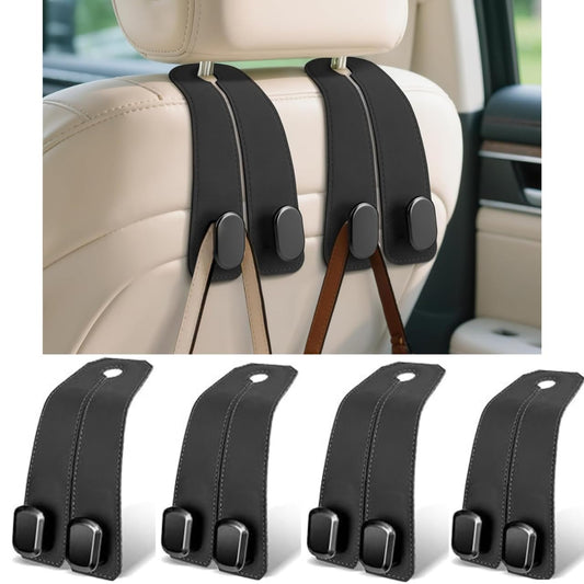 Leather Car Seat Headrest Double Hooks (Pack of  2) – Car Organizer Hanger