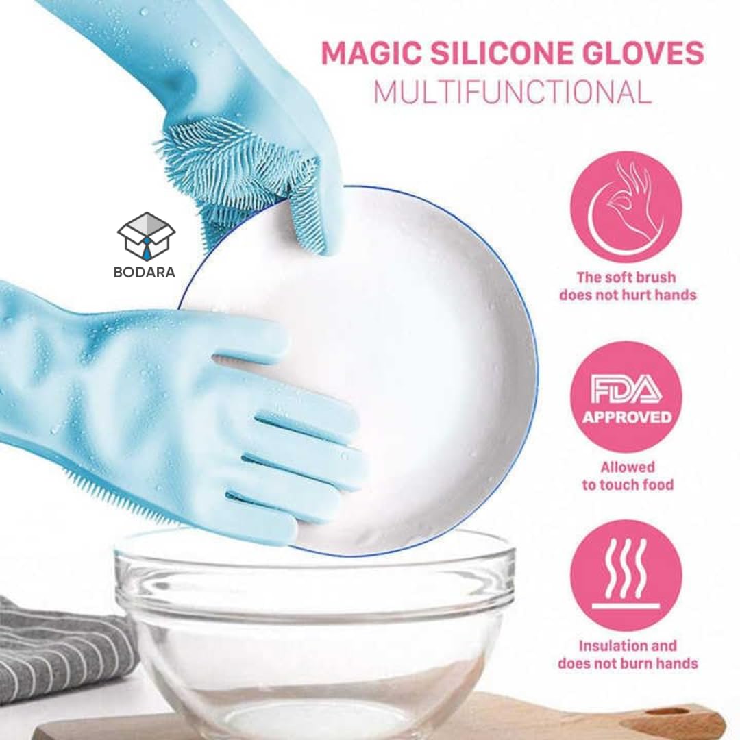Magic Silicone Dish Washing Gloves | Multipurpose Heat Resistant Cleaning Gloves
