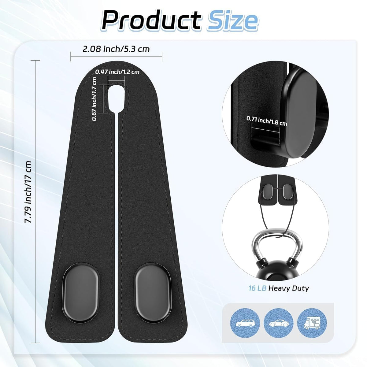 Leather Car Seat Headrest Double Hooks (Pack of  2) – Car Organizer Hanger