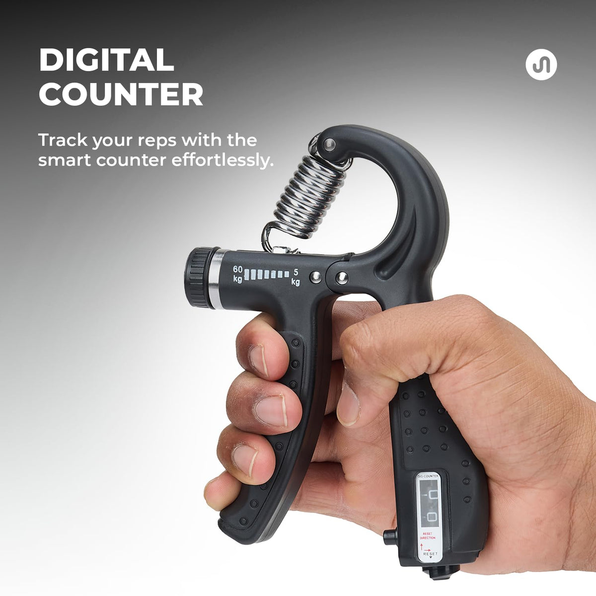 Adjustable Hand Grip Strengthener with Counter (Pack of 2) – 5kg to 60kg Forearm & Wrist Exerciser (Black)
