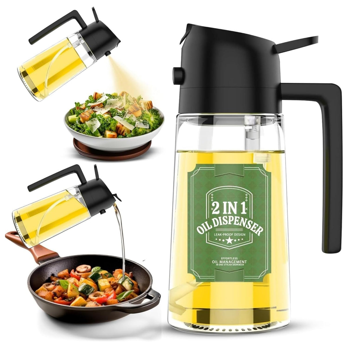 Multi-Purpose Oil Dispenser Bottle - Easy Pour Spout, Controlled Dispensing for Kitchen Use