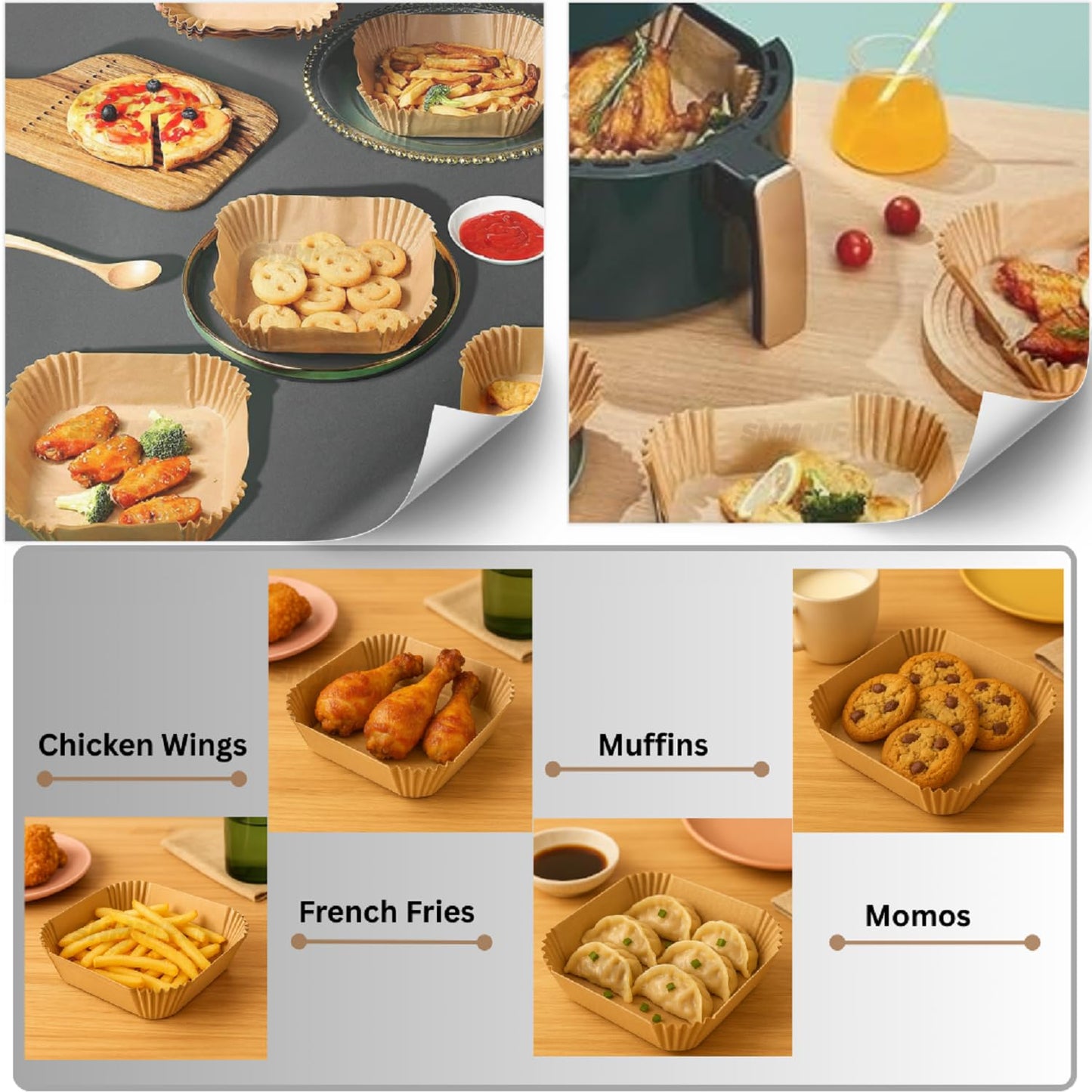 Disposable Air Fryer Paper Liners | Non-Stick Oil-Proof Baking Paper for Air Fryer, Oven & Microwave