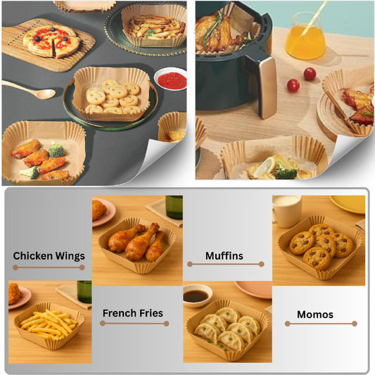 Disposable Air Fryer Paper Liners | Non-Stick Oil-Proof Baking Paper for Air Fryer, Oven & Microwave
