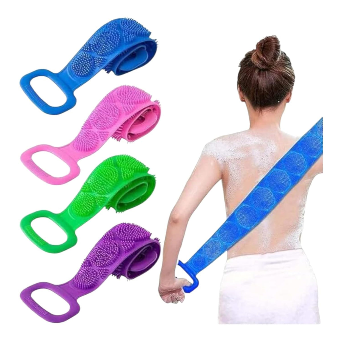 Silicone Body Back Scrubber Belt (Pack of 1) – Dual-Sided Exfoliating Shower Bath Brush