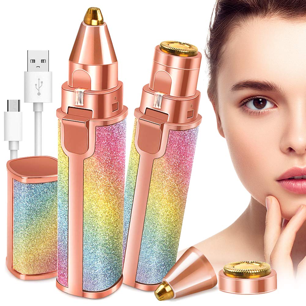 2-in-1 Rechargeable Eyebrow & Facial Hair Trimmer for Women |  Painless Hair Remover
