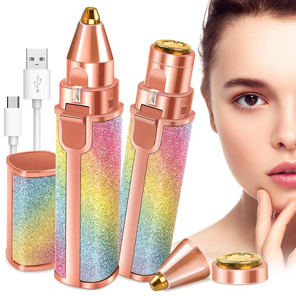 2-in-1 Rechargeable Eyebrow & Facial Hair Trimmer for Women |  Painless Hair Remover