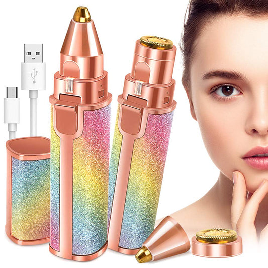 2-in-1 Rechargeable Eyebrow & Facial Hair Trimmer for Women |  Painless Hair Remover