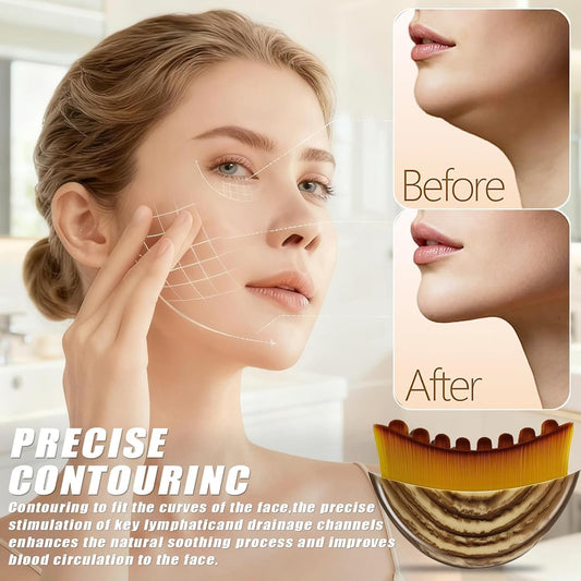 Lymphatic Contour Face Brush | Sculpting Massage Brush for Face & Jawline | Soft Facial Massager