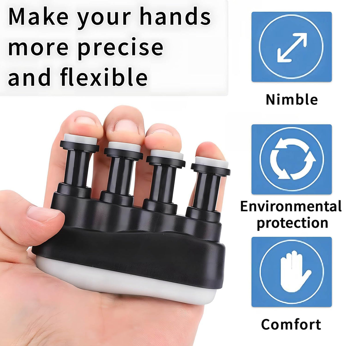 Individual Finger Exerciser & Hand Grip Strengthener – Spring-Loaded Trainer for Musicians & Rock Climbing
