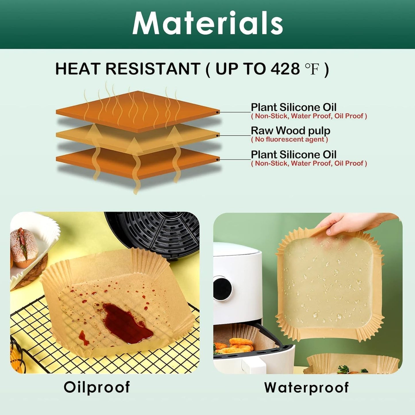 Disposable Air Fryer Paper Liners | Non-Stick Oil-Proof Baking Paper for Air Fryer, Oven & Microwave