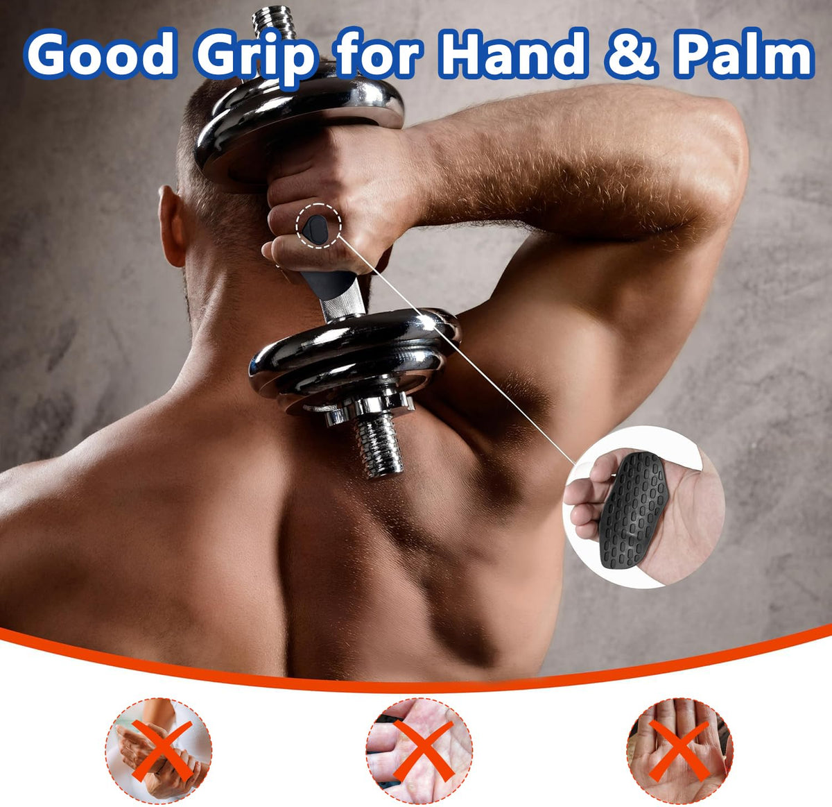 Silicone Gym Hand Grips (Pair) – Anti-Slip Weightlifting Palm Protector Pads with Carry Case