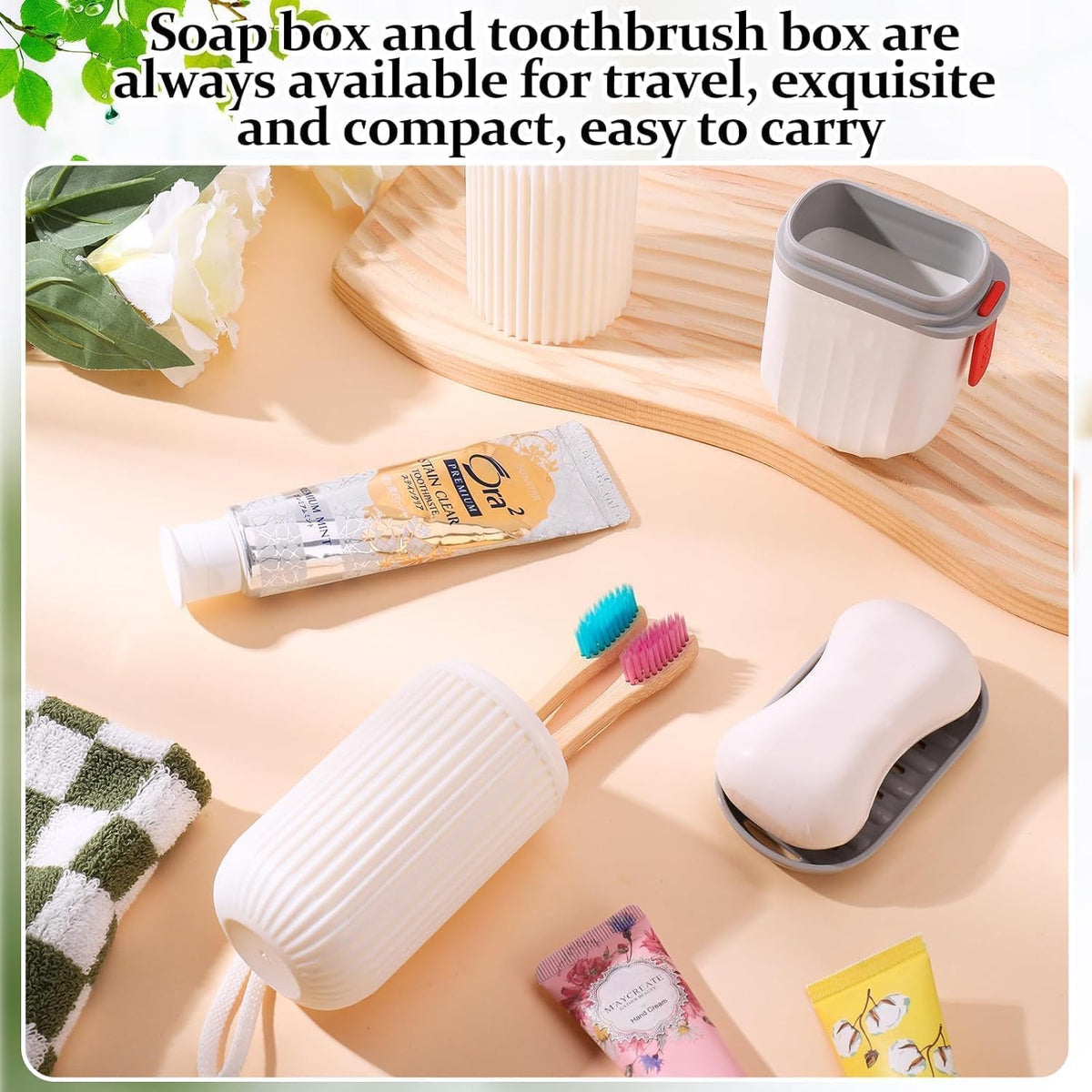 2-in-1 Portable Travel Toiletry Set – Leakproof Soap Case & Toothbrush Holder with Lanyard