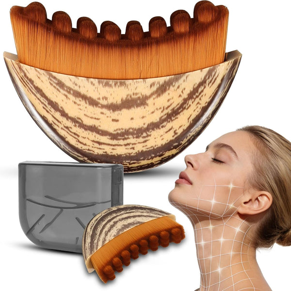 Lymphatic Contour Face Brush | Sculpting Massage Brush for Face & Jawline | Soft Facial Massager