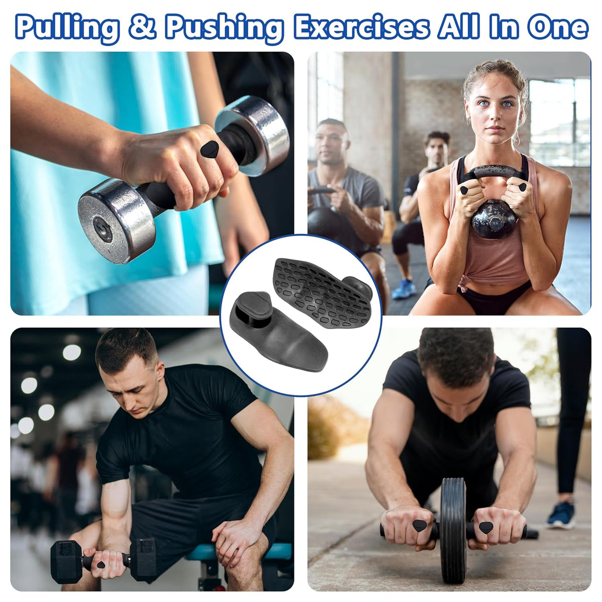 Silicone Gym Hand Grips (Pair) – Anti-Slip Weightlifting Palm Protector Pads with Carry Case