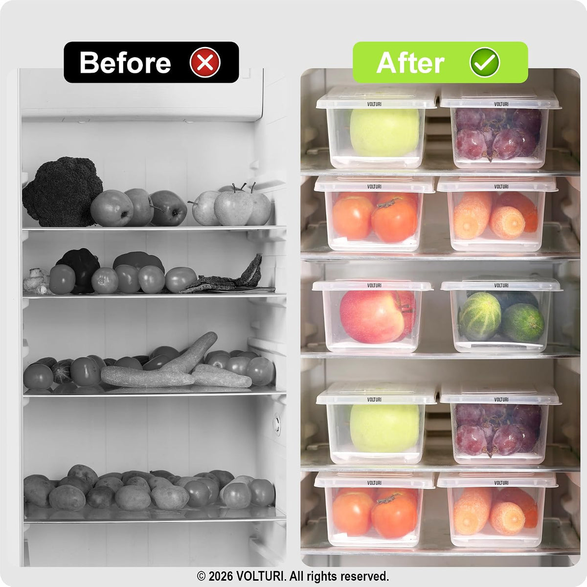 Airtight Fridge Storage Containers ( Pack of 6) – Stackable Food Organizer