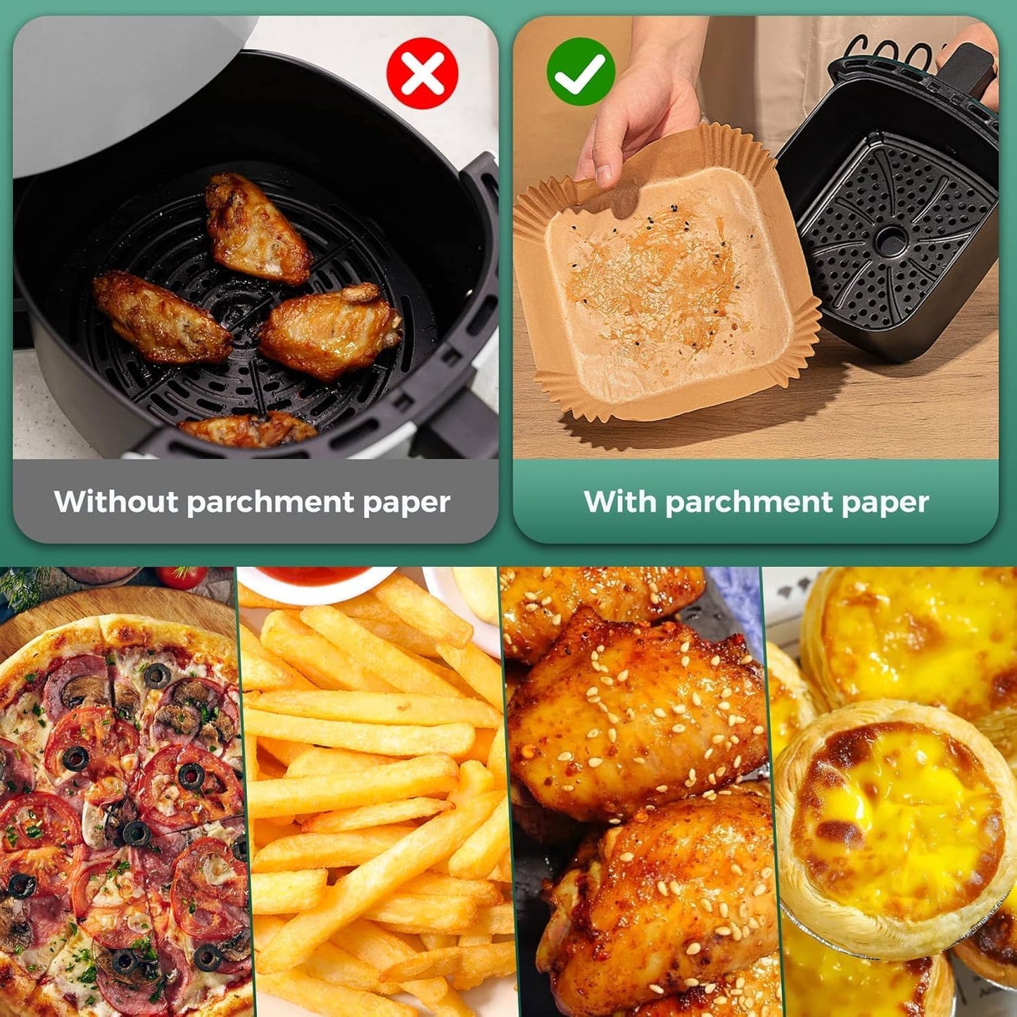 Disposable Air Fryer Paper Liners | Non-Stick Oil-Proof Baking Paper for Air Fryer, Oven & Microwave