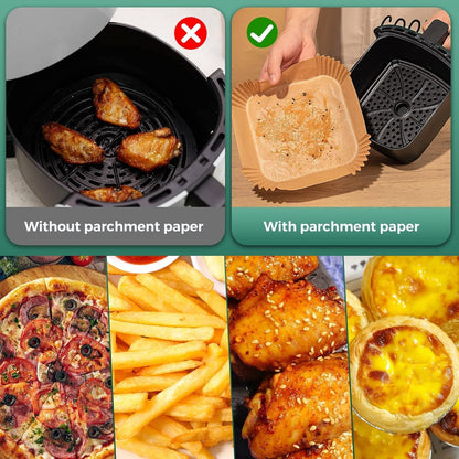 Disposable Air Fryer Paper Liners | Non-Stick Oil-Proof Baking Paper for Air Fryer, Oven & Microwave
