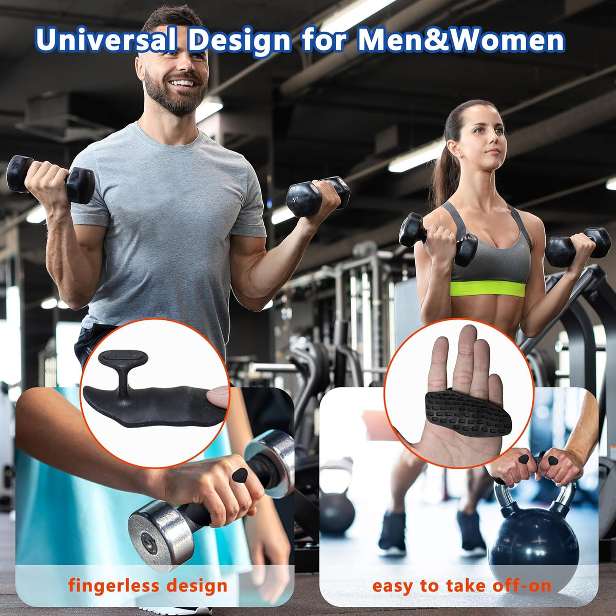 Silicone Gym Hand Grips (Pair) – Anti-Slip Weightlifting Palm Protector Pads with Carry Case