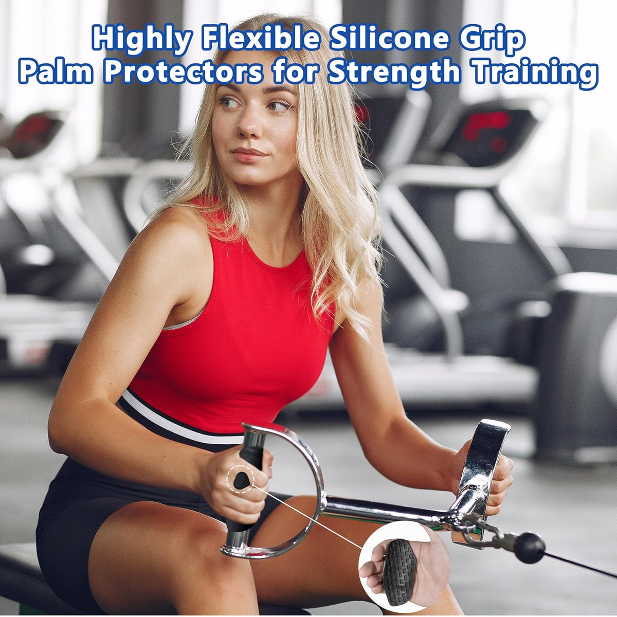 Silicone Gym Hand Grips (Pair) – Anti-Slip Weightlifting Palm Protector Pads with Carry Case