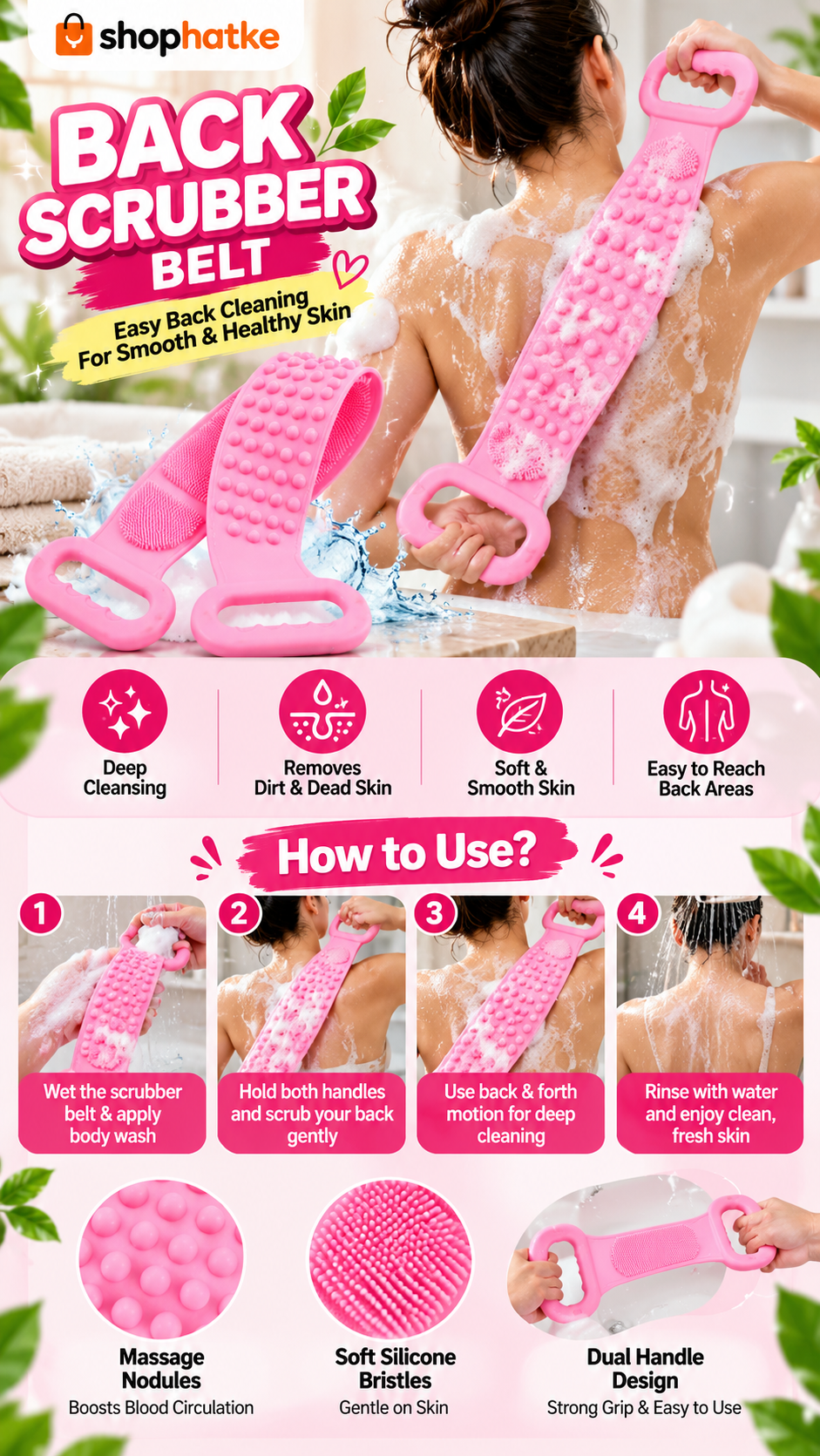 4-in-1 Bath & Care Combo + 1 Free – Body, Face & Scalp Cleaning Set