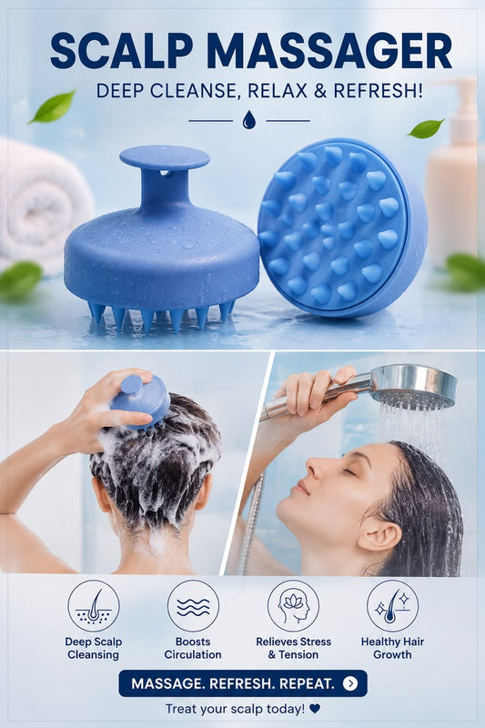 Silicone Hair Scalp Massager & Shampoo Brush – Dandruff Exfoliator & Hair Growth Tool