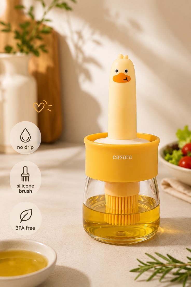 Glass Olive Oil Dispenser Bottle with Silicone Brush for Cooking Vinegar Sauce BBQ Grill Frying Baking (Pack of 2)