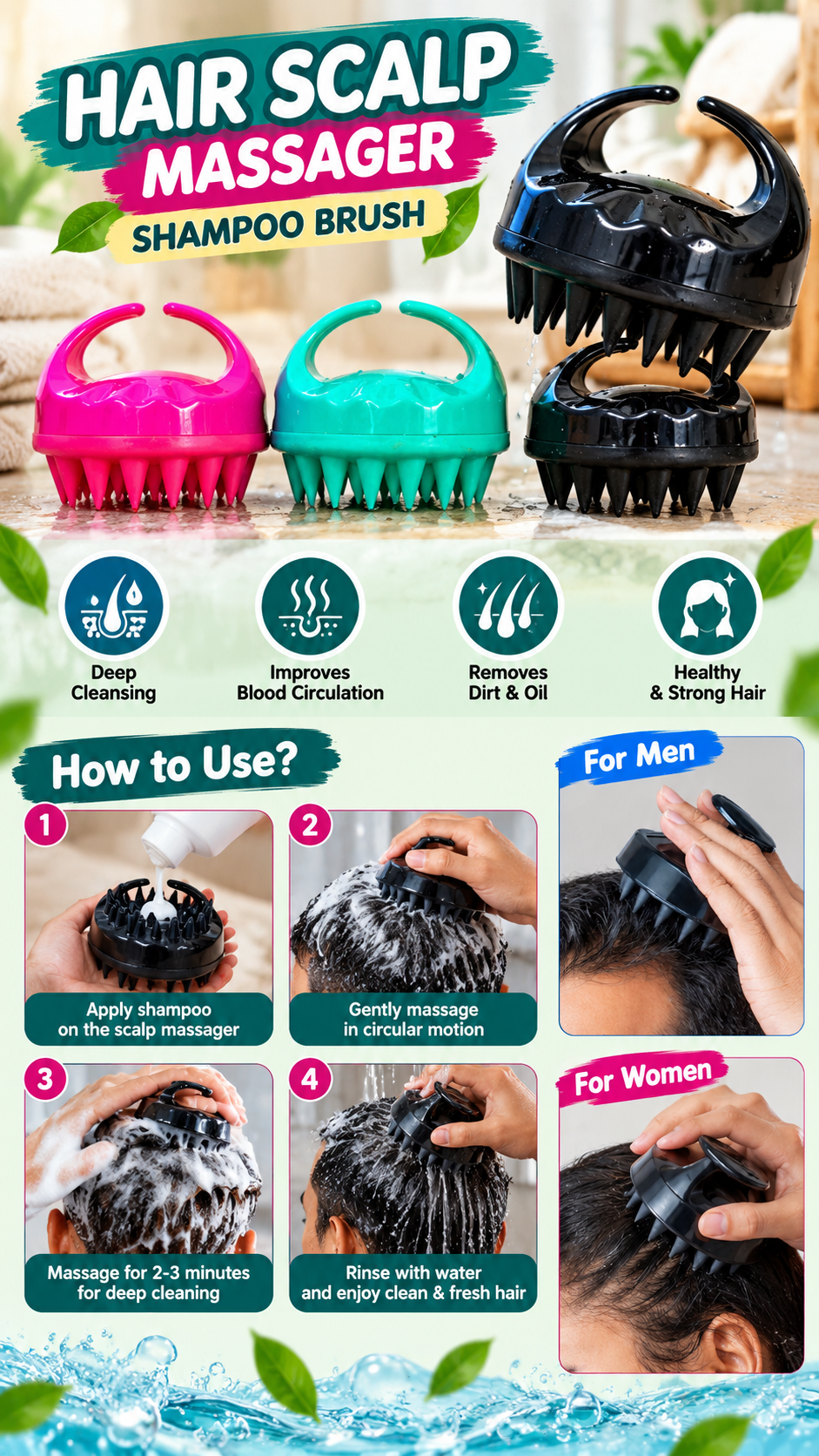 4-in-1 Bath & Care Combo + 1 Free – Body, Face & Scalp Cleaning Set